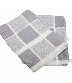 Set Van 2 Toilethandschoenen Katoen Bouclette Tegels CELESTE