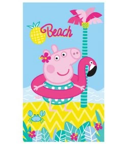 Peppa Pig Strandlaken Met Fluwelen Opdruk 100% Katoen, ZOMER