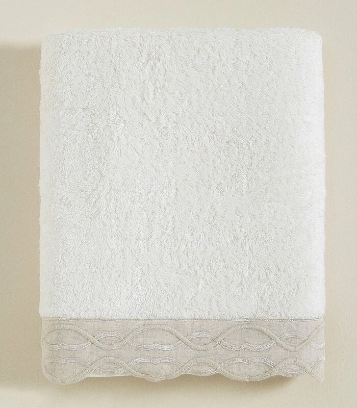 Gezichtshanddoek Border 50x90 Cm Ecru