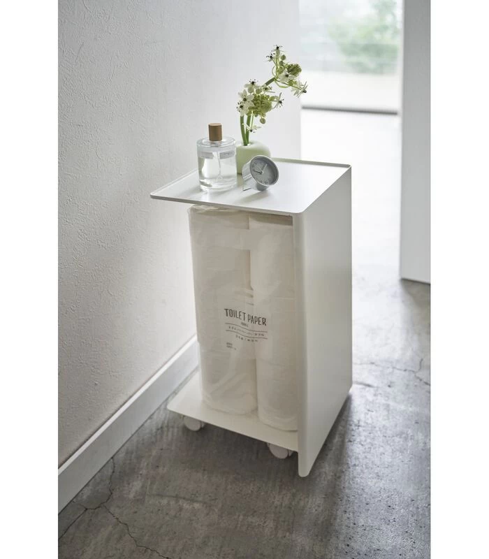 Yamazaki Toiletpaper Holder With Caster - Tower - White - Afbeelding 3