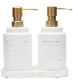 Zeeppomp, Handzeep & Dispenser Handlotion Set - Fresh - Wit - 380 ML